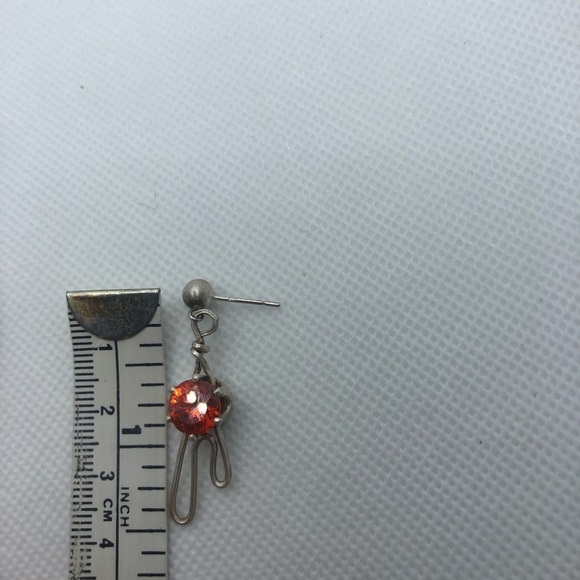 VTG Sterling Abstract Reddish Orange Stone Necklace & Earrings Set 23”+ 2” 1.5” - Picture 8 of 9